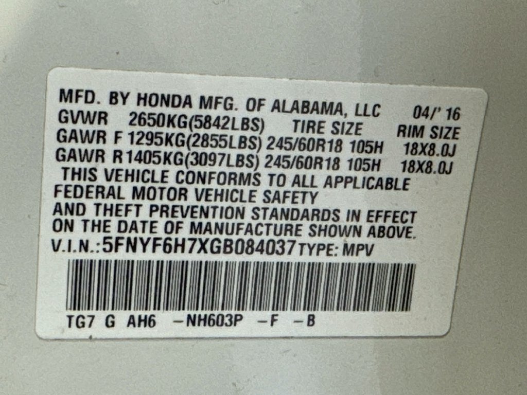 2016 Honda Pilot EX-L w/Navigation