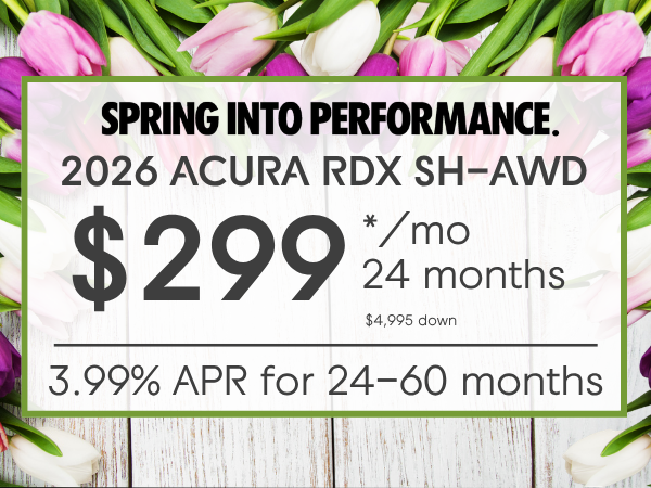 Lease 2026 Acura RDX SH-AWD $299/ month for 24 months.